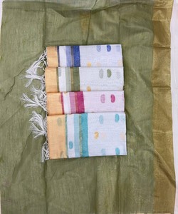 Sari tradicional indio de seda con borde azul y crema para bodas, largo hasta el suelo, corte regular para mujer. - Product Image 6