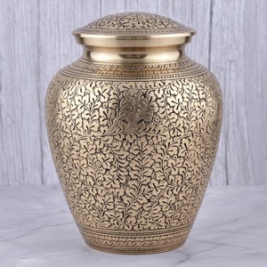 Gold and Silver <b>Rings</b> Brass Adult Cremation Urn with polished surface <b>for</b> Human <b>Ashes</b>, Funeral Memorial and Burial Urn - Product Image 4