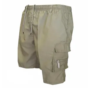Men's Solid Color <b>Cargo</b> Shorts Mid Drawstring Elastic Waist Breathable Casual with Multipurpose Pockets Casual Summer Wear - Product Image 4