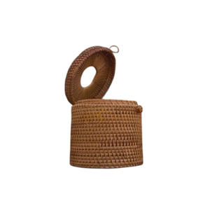 Cubierta Redonda de Mimbre Tejida a Mano para Caja de Pañuelos, Decoración del Hogar - Product Image 5