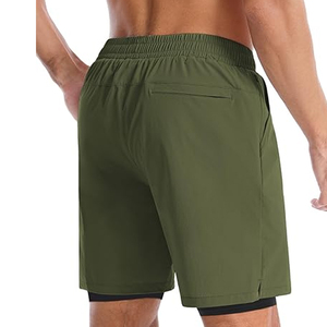 Shorts de course pour hommes 2 en 1 avec doublure de compression, shorts de sport pour la gym, poche pour téléphone, personnalisation de la marque, fournisseur OEM - Product Image 2