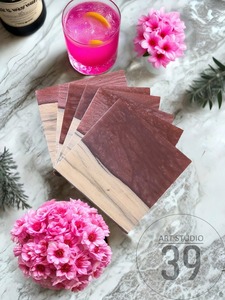 Decorative Wooden Resin Coaster Set Durable American Style Epoxy Art Design UV Printed Polished Finish Premium Coasters - Product Image 3