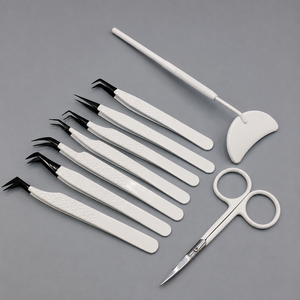 Custom Luxury <b>White</b> Handle Curved Precision Tweezers Set with Stainless Steel Durable & Eco-Friendly for Eyebrow Use - Product Image 2