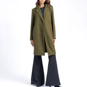 Women's Wool <b>Trench</b> <b>Coat</b> Long Sleeve Notched Collar Solid Color Single Button Custom Wool <b>Coats</b> - Product Image 2