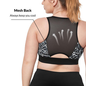 Plus Size High Support Print Lace Racerback <b>Sports</b> <b>Bra</b> <b>Front</b> <b>Zip</b> Seamless OEM Service Breathable Quick Dry Spandex/Nylon Gym - Product Image 5