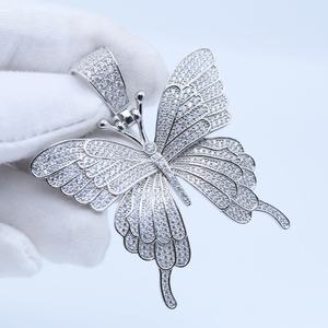 Hip hop 925 argent sterling moissanite ronde taille brillant diamant étincelant glacé design exclusif et joli pendentif - Product Image 1