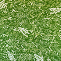 Kain Katun Batik Tulis Indonesia Buatan Tangan dengan Motif Daun Lumban Tradisional, Hijau Cerah, Premium untuk Dekorasi Rumah dan Tas