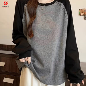 Camiseta Raglán de Manga Larga 100% Algodón, Elegante y de Alta Calidad al por Mayor, Camisetas Personalizadas con Bordado para Mujer - Product Image 4
