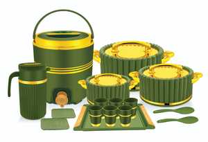 Juego de Cazuelas Modernas de Acero Inoxidable Anax de 20 Piezas con Recipientes Antiadherentes Aptos para Lavavajillas, Tazas para Calentar Alimentos y Cucharón para Catering - Product Image 5
