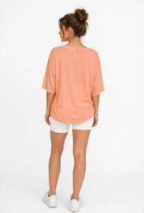 เสื้อยืดผู้หญิงฤดูร้อน สีกรมท่า ผ้าฝ้ายนุ่ม สวมใส่สบาย แขนสั้น ระบายอากาศได้ดี คุณภาพสูง ปรับแต่งได้ ลายดอกไม้ ทรงหลวมไหล่ตก - Product Image 2