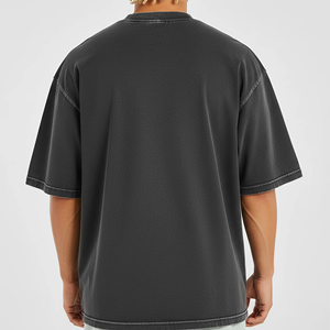 T-shirt vintage pour homme, délavé à l'acide, 100% coton, coupe ample, col rond, streetwear unisexe - Product Image 5