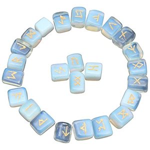 Juego de Piedras Rúnicas de Opalita Azul Pulida, 25 Piezas Grabadas con 1 Piedra en Blanco para Reiki y Colección de Adivinación Religiosa, Venta al por Mayor - Product Image 1