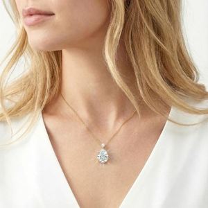 Teardrop Moissanite Charm Necklace 925 Sterling Silver Gold Plated Dainty Pendant Minimalist Wedding Engagement <b>Box</b> Chain - Product Image 3