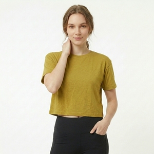 Women's Custom Logo T-Shirt Streetwear Boxy <b>Crop</b> Tee Short Sleeve Cotton Jersey T-Shirt Soft Breathable - Product Image 1