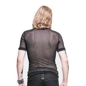 T-shirt en maille pour homme de haute qualité, style streetwear américain, printemps-été, vintage, tendance, manches courtes, couleur noire. - Product Image 2