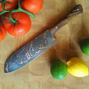 Couteau à découper artisanal en cuivre à motif damas avec manche en bois robuste pour boucherie, traitement de la viande et hachage - Product Image 1