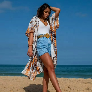 Ropa de Moda para Mujer, Elegante Vestido Kimono Largo de Verano de Algodón, Kimono Liso para Mujer, Kimono de Playa, Kimono Boho - Product Image 6