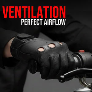 Gants de moto Samroz Sports en cuir véritable de haute qualité, respirants, écologiques, compatibles écran tactile, antidérapants, avec doublure en nylon au poignet. - Product Image 5