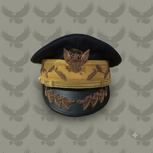 Gorra de Visera Bordada con Emblema de Águila Dorada de EE. UU., Sombrero Formal para Hombre de 56-58 cm, Hecho a Mano para Uso Profesional - Product Image 1