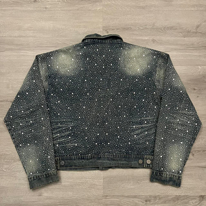 IBEX 2026 Luxury Rhinestone <b>Denim</b> <b>Jacket</b> Hand Set Crystal Embellished Premium Jean Coat Streetwear Fashion - Product Image 2