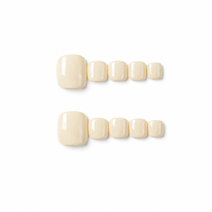Uñas acrílicas para los pies, blanco puro y blanco cremoso, esmalte crema minimalista prediseñado - Product Image 1