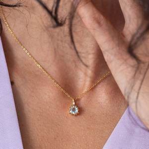 Collier en argent sterling 925 plaqué or 14 carats avec topaze bleue naturelle en forme d'étoile, pendentif pierre de naissance de décembre, cadeaux pour la fête des mères et les anniversaires - Product Image 4