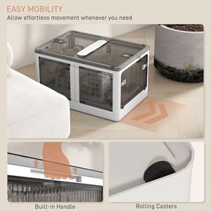 "<b>3</b> Pack Collapsible Plastic <b>Storage</b> <b>Bins</b> with Lids Wheels 32 Gal Capacity Crisp White Finish" - Product Image 6