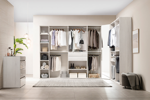 Armoire de chambre à coucher à porte en verre de taille personnalisée JY Design élégant avec panneau Organisateur de garde-robe de chambre à coucher de luxe de style bois - Product Image 6