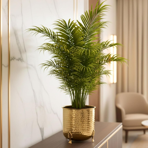 Luxury Hammered Metal Flower Pot with <b>Stand</b> Decorative Indoor Planter <b>for</b> Living Room Home Office and Hotel Decor - Product Image 1