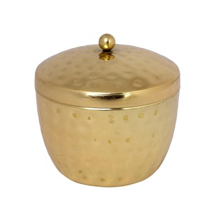 Unique design gold coated aluminum candle jar with lid scented soy wax candle decorative <b>hammered</b> metal candle <b>holder</b> - Product Image 1