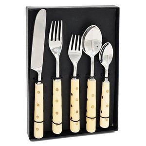 Ensemble de couverts de luxe modernes avec manche en résine, cuillère, fourchette et couteau en acier inoxydable, réutilisables, écologiques, compatibles lave-vaisselle, pour les fêtes - Product Image 4