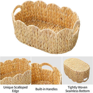 Juego de 2 Cestas Onduladas, Cesta de Jacinto de Agua para Organización y Decoración, Cestas de Almacenamiento de Mimbre Tejidas a Mano - Product Image 4