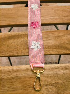 Pink Beaded Star <b>Strap</b> Sweet Style Fabric Handbag Accessory Fashionable <b>Shoulder</b> Bag Belt - Product Image 4