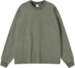 เสื้อสเวตเชิ้ตโอเวอร์ไซส์เนื้อหนัก 400GSM ล้างสีแบบแอซิดวอช พิมพ์โลโก้ตามสั่ง สไตล์วินเทจ มินเนอรัลวอช ทรงไหล่ตก สตรีทแวร์ - Product Image 2