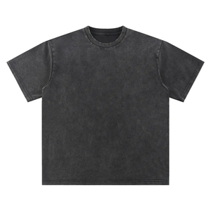 Custom Heavyweight Cotton Oversized T-shirt Vintage Hip Hop Men Front Logo Acid Wash 260g T-shirts - Product Image 6