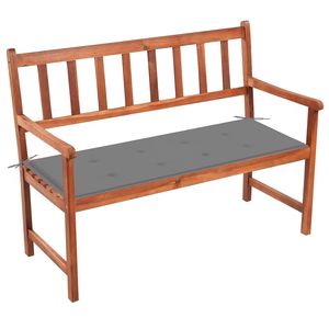 Banco de patio de madera maciza de acacia en color marrón y gris de 47.2 pulgadas con banco de jardín de poliéster - Product Image 1