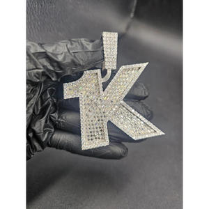 Moissanite Diamond K Letter <b>Pendant</b> Iced Out Necklace Hip Hop Jewelry Custom <b>Initial</b> Bling Chain Luxury Gift - Product Image 1