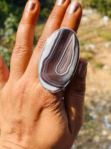 Anillo de declaración de ágata hermosa de Plata de Ley 925 UNO DE TIPO anillo hecho a mano ovalado uso diario regalo ella - Product Image 2