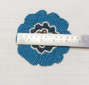 Handmade Beaded Flower Coasters Blue Floral Design Reusable <b>Bar</b> <b>Mats</b> Classic Style Home Drinkware Accessories Set of 5 - Product Image 4
