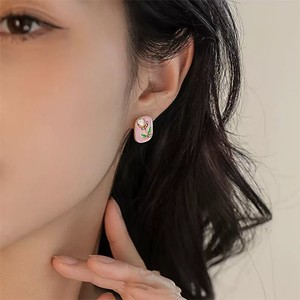 Pendientes de Perlas Barrocas de Agua Dulce con Pintura al Óleo de Estilo Chino Retro, Temperamento Simple con Belleza Natural - Product Image 4