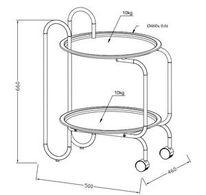 Carrito Multifuncional Lumetal Vietnam Minimalista para Interiores, Doble, Móvil, No Plegable, para Almacenamiento en Sala de Estar - Product Image 2
