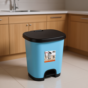 Poubelle CUBO PEDAL 18L bleue avec couvercle noir à ouverture rabattable - Product Image 2