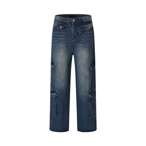 Nouveau Jean en Denim Vintage pour Homme, Coupe Droite, Non Déchiré, Lavé, Extensible, Patchwork Uni, Brodé, Hiver, Jeune, Vente en Gros - Product Image 1