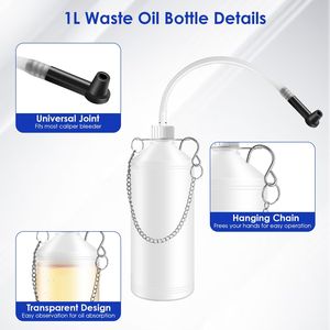 Kit Spurgo Freni Manuale Monoposto con Pompa Vuoto da 3L e Contenitore Olio Usato da 1L - Kit Riparazione e Spurgo Liquido Freni Auto - Product Image 5