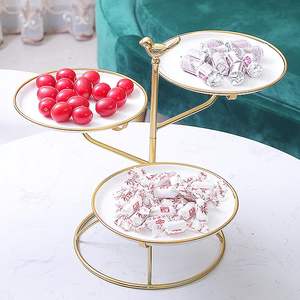 Aluminium <b>Rotating</b> Multi Layer <b>Cake</b> <b>Stand</b> Creative Dessert Display Cupcake <b>Stand</b> with Ceramic Pastry Tray for Tea Party - Product Image 3