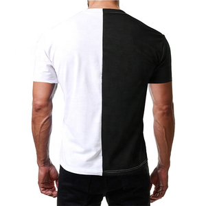 T-shirt décontracté en jersey respirant 100 % coton à manches courtes, coupe classique, col rond, noir et blanc pour homme - Product Image 2