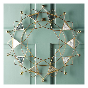 Contemporary Silver Leaf Wall <b>Wreath</b> with Modern Metal Craftsmanship for Luxury Entryway Decoration - Product Image 1