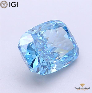 VS1 Clarity Fancy Vivid Blue Color <b>Cushion</b> Shape 1.50 Carat CVD Lab Grown Diamond With IGI Certified for <b>Statement</b> Ring Center - Product Image 5