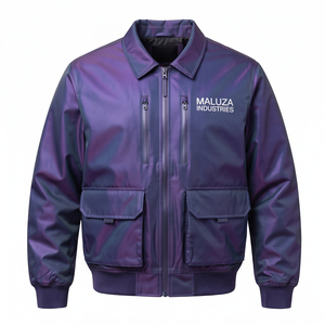 Chaqueta Bomber Reversible Personalizada de Lona Ecológica Impermeable, Estilo Retro Unisex, Corte Ajustado, Prenda Exterior de Vuelo, Tacto Suave y Acanalado - Product Image 1