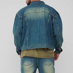 Quality Casual Embroidered Windproof Oversized Drop Shoulder Denim <b>Jeans</b> <b>Jacket</b> for Men Distressed <b>Black</b> 100% Cotton Winter - Product Image 5